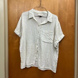 Universal Thread Yellow and White Plaid button down Shirt